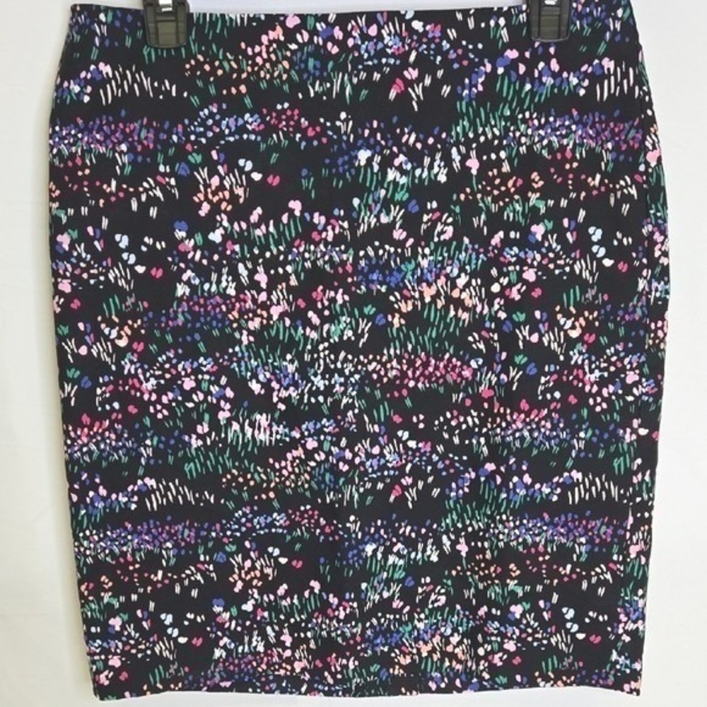 Talbots Petite Floral Pencil Skirt, Office Casual, Black Multicolor, 10 Petite